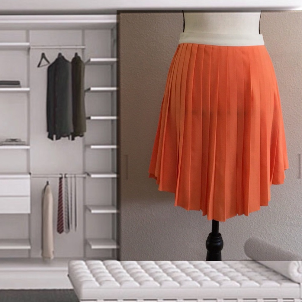 Final Sale Orange Pleated Mini Skirt